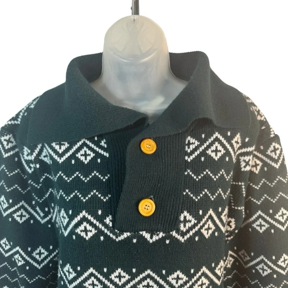 RICHMAN BROTHERS FAIR ISLE SHAWL COLLAR SWEATER  VINTAGE 60s 70s MEN'S MEDIUM - Picture 7 of 11